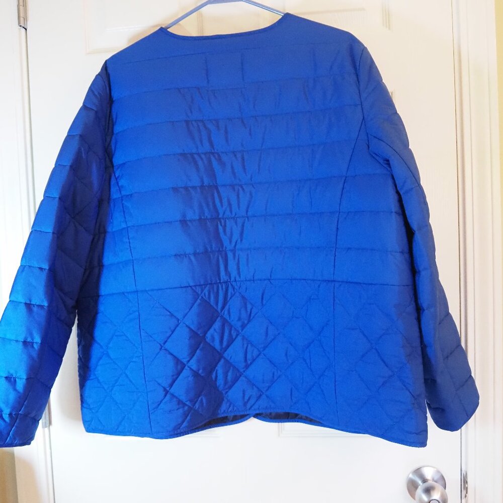 talbots royal blue quilted jacket womens size 2x